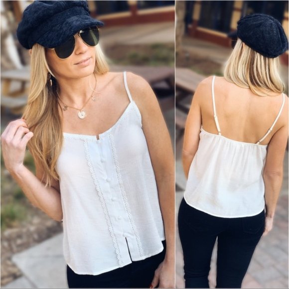 Infinity Raine Tops - SIMPLE BUT SWEET BUTTON DOWN CAMI-IVORY